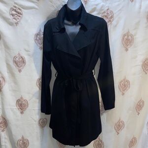 FOREVER 21 BLACK BELTED SEMI-DUSTER TRENCH SZ S